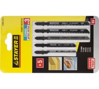 Набор полотен для лобзика T-хвост., по дереву, металлу и пластику, 5 шт, COMBI №3 STAYER 15980-H5-3