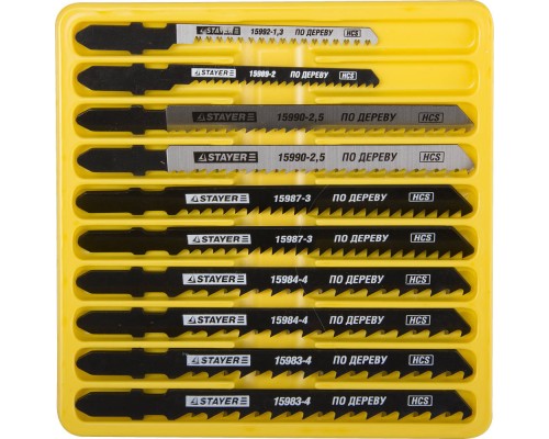 Полотна для лобзика T-хвост., по дереву, 10 шт STAYER 15981-H10-1