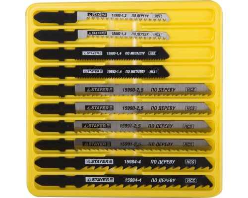 Полотна для лобзика T-хвост., по дереву и металлу, 10 шт STAYER 15981-H10-2