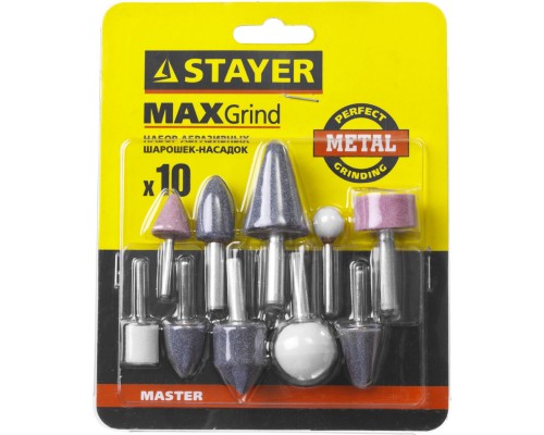 Набор абразивных минишарошек-насадок 10 предм., хвостовик d 3.2 / 6.0 мм STAYER 2989-H10