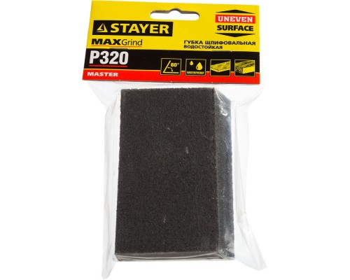 Четырехсторонняя угловая шлифовальная губка P320, 100x68x42x26 мм, водостойкая STAYER 3561-320