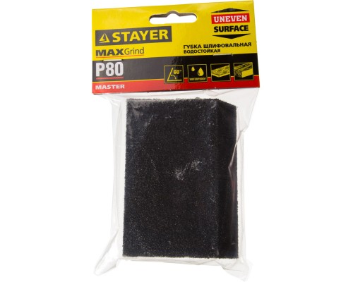 Четырехсторонняя угловая шлифовальная губка P80, 100x68x42x26 мм, водостойкая STAYER 3561-080