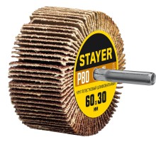 Круг шлифовальный лепестковый d 60x30 мм, P80, на шпильке d 6 мм STAYER 36608-080