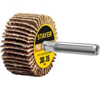 Круг шлифовальный лепестковый d 30x15 мм, P80, на шпильке d 6 мм STAYER 36606-080