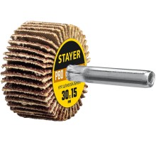 Круг шлифовальный лепестковый d 30x15 мм, P80, на шпильке d 6 мм STAYER 36606-080