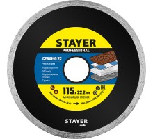 Сплошной сплошной алмазный диск Ceramo-22, d 115 мм, (22.2 мм, 5x1.9 мм) STAYER 3664-115_z02