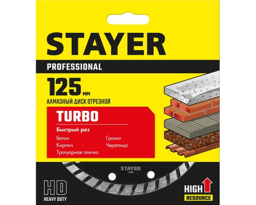 Сегментированный алмазный диск TURBO 125 мм (22.2x7x2.0 мм) STAYER 3662-125_z02