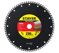 Сегментированный алмазный диск TURBO 230 мм (22.2x7x2.8 мм) STAYER 3662-230_z02