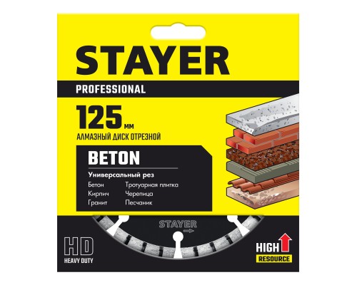 Сегментный алмазный диск BETON 125 мм (22.2x7x2.0 мм) STAYER 3660-125_z02