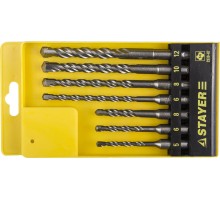 Набор бур SDS-plusов 7 шт: 5/6/8+R[-36]C:RCx110. 6/8/10/12х160 мм STAYER 2930-H7