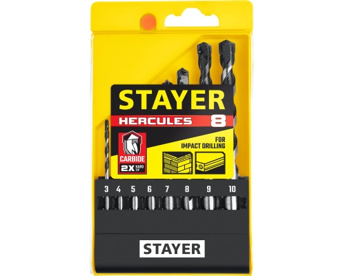 Набор сверл по бетону Hercules 8 шт: d 3-4-5-6-7-8-9-10 мм STAYER 2915-H8_z02