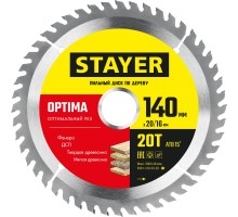 Пильный диск по дереву Optima, 140x20/16 мм, 20Т, оптимальный рез STAYER 3681-140-20-20_z01