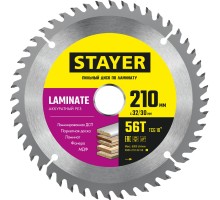 Пильный диск по ламинату Laminate, 210x32/30 мм, 56Т, аккуратный рез STAYER 3684-210-32-56_z01