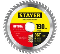 Пильный диск по дереву Optima, 190x30/20 мм, 36Т, оптимальный рез STAYER 3681-190-30-36_z01