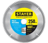 Пильный диск по алюминию и пластику Multi Material, 250x32/30 мм, 100Т, супер чистый рез STAYER 3685-250-32-100