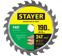 Пильный диск по дереву Fast, 190x20/16 мм, 24Т, быстрый рез STAYER 3680-190-20-24_z01