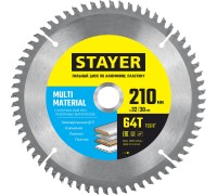 Пильный диск по алюминию Multi Material, 210x32/30 мм, 64Т, супер чистый рез STAYER 3685-210-32-64