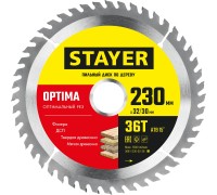 Пильный диск по дереву Optima, 230x32/30 мм, 36Т, оптимальный рез STAYER 3681-230-32-36_z01