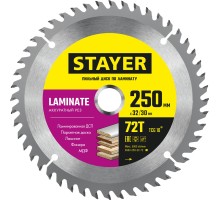 Пильный диск по ламинату Laminate, 250x32/30 мм, 72Т, аккуратный рез STAYER 3684-250-32-72_z01