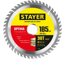 Пильный диск по дереву Optima, 185x30/20 мм, 30T, оптимальный рез STAYER 3681-185-30-30_z01