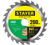 Пильный диск по дереву Fast, 200x32/30 мм, 24Т, быстрый рез STAYER 3680-200-32-24_z01