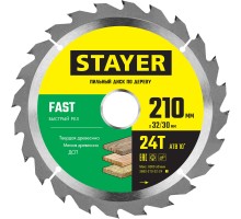 Пильный диск по дереву Fast, 210x32/30 мм, 24Т, быстрый рез STAYER 3680-210-32-24_z01