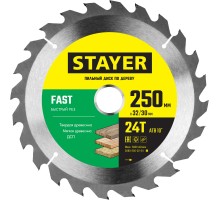 Пильный диск по дереву Fast, 250x32/30 мм, 24Т, быстрый рез STAYER 3680-250-32-24_z01