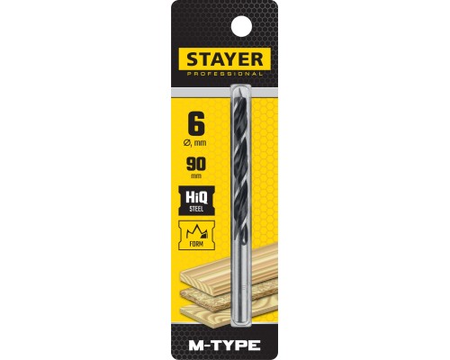 Спиральное сверло по дереву M-type, 6.0x90/50 мм, М-образная заточка STAYER 2942-090-06_z02