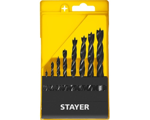 Набор спиральных сверл по дереву M-type, 8 шт: 3-4-5-6-7-8-9-10 мм STAYER 2942-H8_z02