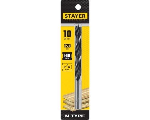 Спиральное сверло по дереву M-type, 10.0x120/75 мм, М-образная заточка STAYER 2942-120-10_z02