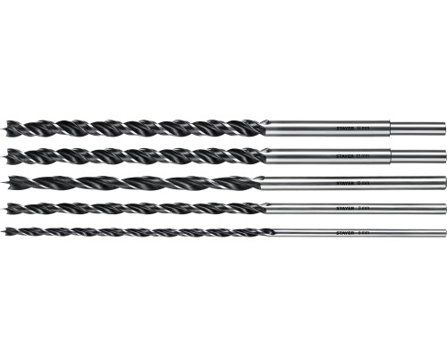 Набор сверл спиральных по дереву Maxdrill, 5 шт: 6-8-10-12-14x300 мм STAYER 2943-300-H5_z01