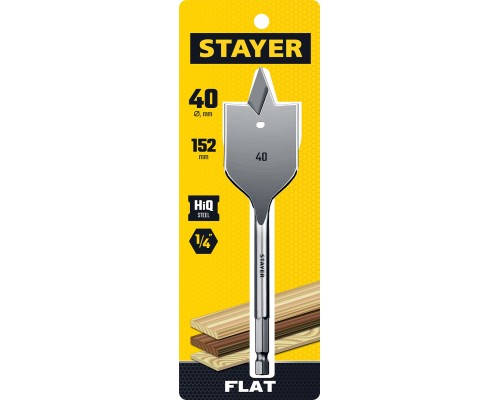 Cверло по дереву Flat, 40x152 мм, перовое STAYER 2950-40_z01
