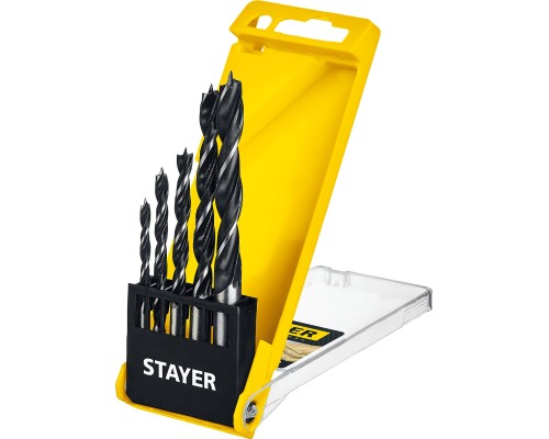 Набор сверл спиральных по дереву M-type, 5 шт: 4-5-6-8-10 мм STAYER 2942-H5_z02