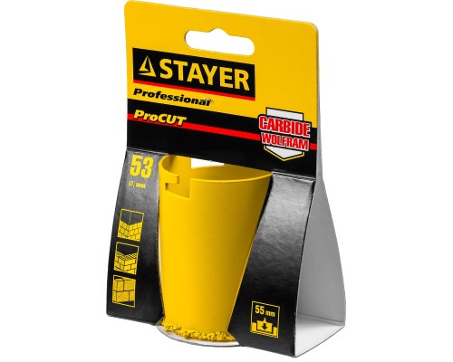 Кольцевая коронка 53 мм, L 55 мм, карбид вольфрама STAYER 33345-53