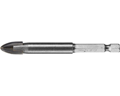 Сверло по стеклу и кафелю 12 мм, 4х кромка, HEX 1/4 STAYER 2985-12_z01