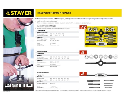 Набор метчиков и плашек MaXCut, 12 предмета STAYER 28012-H12_z01