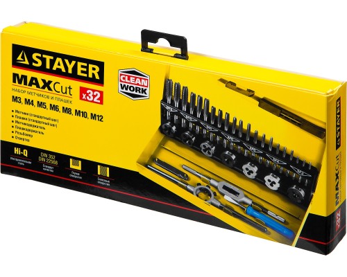 Набор комплектных метчиков и плашек MaXCut, 32 предмета, легированная сталь STAYER 28014-H32