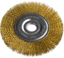 Щетка дисковая для УШМ 150 мм, витая стальная латунированная проволока 0.3 мм STAYER 35122-150