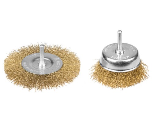 Набор щеток-крацовок для дрели 2 шт, витая стальная латунированная проволока 0.3 мм STAYER 35150-H2_z01