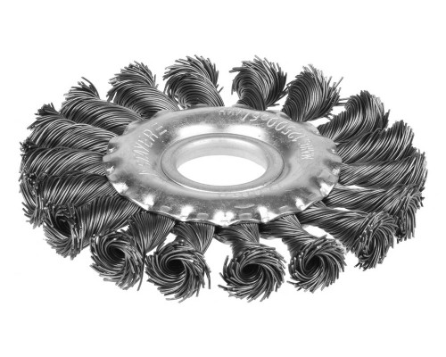 Щетка дисковая для УШМ 100 мм, жгутированная стальная проволока 0.5 мм STAYER 35120-100