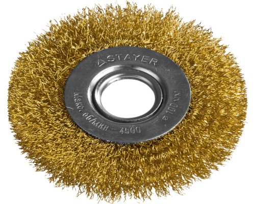 Щетка дисковая для УШМ 100 мм, жгутированная стальная проволока 0.5 мм STAYER 35122-100