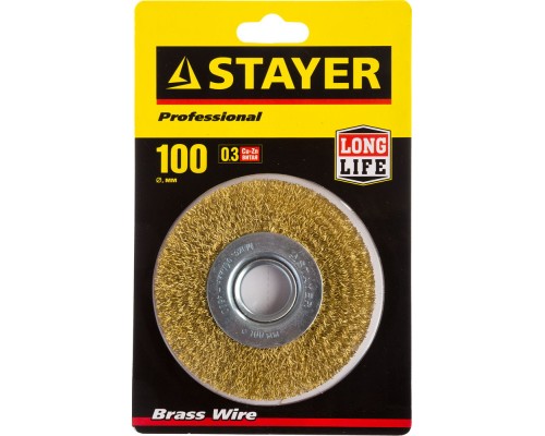 Щетка дисковая для УШМ 100 мм, жгутированная стальная проволока 0.5 мм STAYER 35122-100