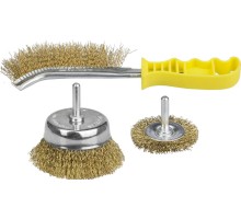 Набор щеток-крацовок для дрели 3 шт, витая стальная латунированная проволока 0.3 мм STAYER 35151-H3_z01