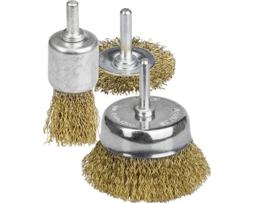 Набор щеток-крацовок для дрели 3 шт, витая стальная латунированная проволока 0.3 мм STAYER 35152-H3_z01