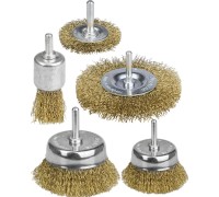Набор щеток-крацовок для дрели 5 шт, витая стальная латунированная проволока 0.3 мм STAYER 35157-H5_z01