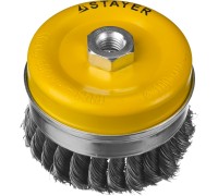 Чашечная щетка-крацовка для УШМ 100 мм, жгутированная стальная проволока 0.5 мм STAYER 35137-100