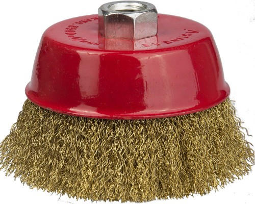 Чашечная щетка-крацовка для УШМ 60 мм, витая стальная латунированная проволока 0.3 мм STAYER 35125-060_z01