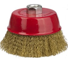 Чашечная щетка-крацовка для УШМ 75 мм, витая стальная латунированная проволока 0.3 мм STAYER 35125-075_z01