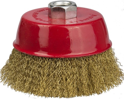 Чашечная щетка-крацовка для УШМ 75 мм, витая стальная латунированная проволока 0.3 мм STAYER 35125-075_z01