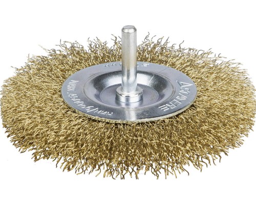 Щетка дисковая для дрели 100 мм, витая стальная латунированная проволока 0.3 мм STAYER 35114-100_z01